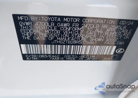 2024 Lexus Is 350 F Sport из США, поврежденный, VIN JTHGZ1B28R5076461